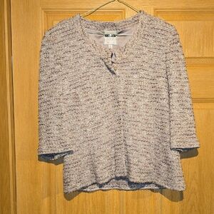 St. John Tweed Open-Front Jacket in Light Lavender and Cream